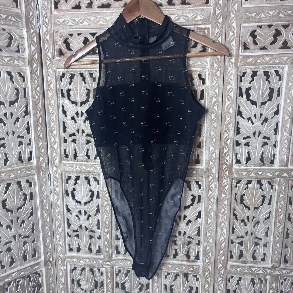 Nike Air mock neck all over print bodysuit in black Woman’s Size S